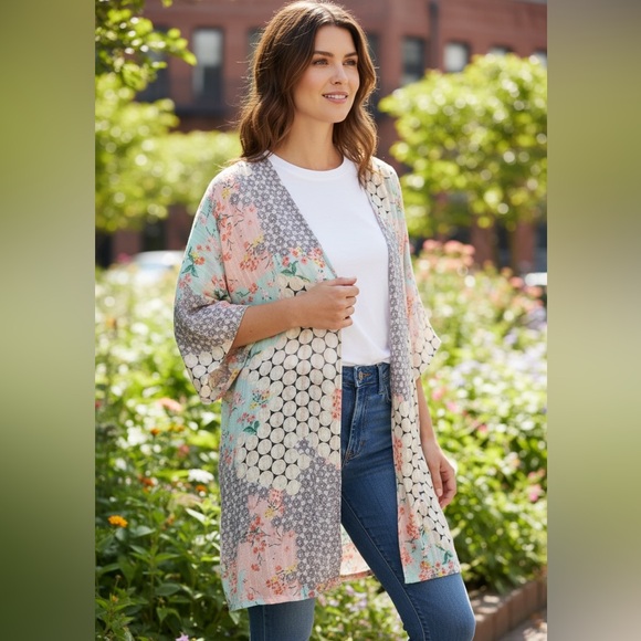 NEW•ZEN•0-14•ONE SIZE FLOWY KIMONO - Picture 5 of 13